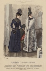 Illustration til Illustrirte Frauen-Zeitung (farve litho) af German School