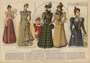 Illustration til Illustrirte Frauen-Zeitung (farve litho) af German School