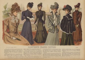 Illustration til Illustrirte Frauen-Zeitung (farve litho) af German School