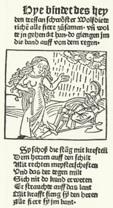 Illustration fra eventyret om den romantiske helt Wolfdietrich, udgivet af Hans Schoensperger i Augsburg i 1491 (stik) af German School