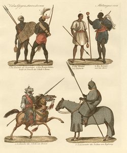 Indbyggere i Sudan (farvet gravering) af German School