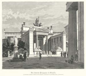 Indre propylaea af Eleusis, det antikke Grækenland (gravering) af German School