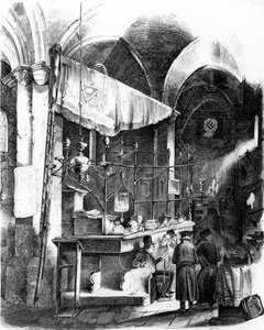 Interiør af Altneuschul (gammel-ny synagoge), Prag, 1852 af German School