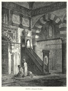 Interiør af moskeen Amir Altinbugha al-Maridani, Kairo, Egypten (litho) af German School