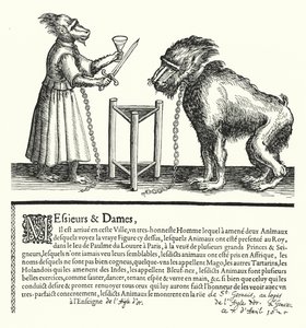 Invitation til en udstilling af aber og aber (gravering) af German School