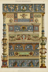 Italiensk renæssance, ornamental maleri (farve litho) af German School