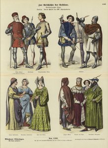 Italian costumes, second half of 14th Century  af German School