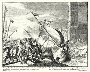 James II af England taget til fange af fiskere i Faversham, Kent, mens han forsøgte at flygte til Frankrig af German School