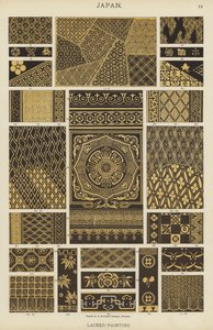 Japan, Lacker-maleri (farve litho) af German School