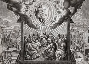 Jesus Kristus og apostlene. (gravering af German School