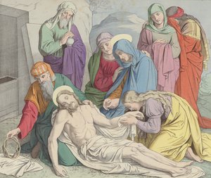 Jesus bliver lagt i graven