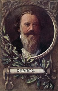 Johannes Brahms, tysk komponist og pianist (farve litho) af German School
