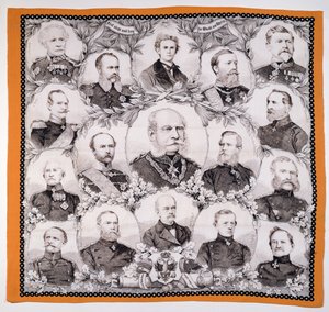 Kaiser Wilhelm I (1797-1888) omgivet af de tyske generaler, 1870 af German School