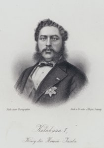 Kalakaua I, konge af Hawaii-øerne (gravering) af German School