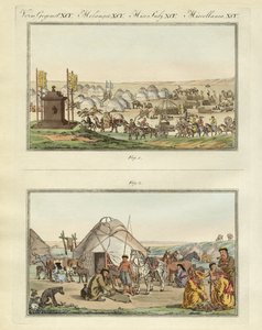 Kalmyks (farvet gravering) af German School