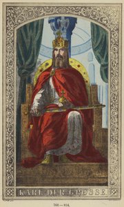 Karl Der Grosse, 768-814 (farvet gravering) af German School