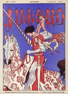 Ridder til hest (farve litho) af German School