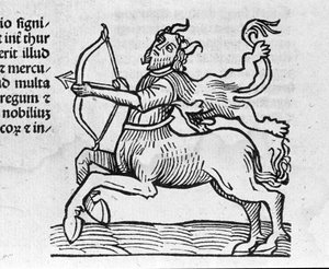 Le Sagittarius - i Afhandling af Johannes Angeli De Magnisconnectionibue annorum revolutionis et eum pefectionis. Augsburg, Erhard Ratdolt af German School