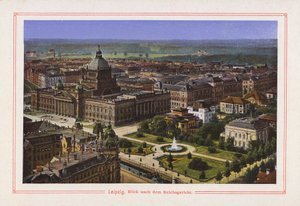 Leipzig, udsigt efter det kejserlige hof (farvelitografi) af German School