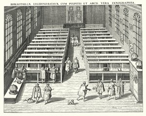 Bibliotek ved universitetet i Leiden (gravering) af German School