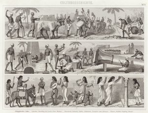 Livet i det gamle Egypten. Illustration til Bilder-Atlas (gravering) af German School