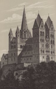 Limburg Cathedral, Hessen, Tyskland (litho) af German School