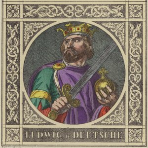 Ludwig D Deutsche, 840-876 (farvet gravering) af German School