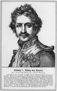 Ludwig I, konge af Bayern (gravering) af German School