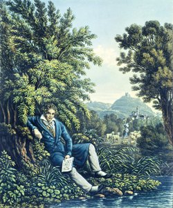 Ludwig van Beethoven ved en flod af German School