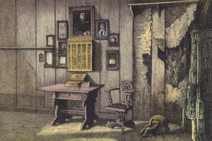 Luthers værelse på Wartburg (chromolitho) af German School