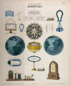 Magnetisme og elektromagnetisme, Wurtemberg, ca. 1850 (farvelitografi) af German School