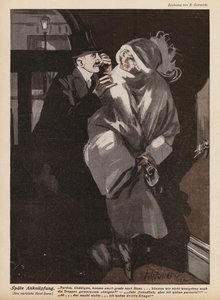Mand foreslår en ung kvinde (litho) af German School