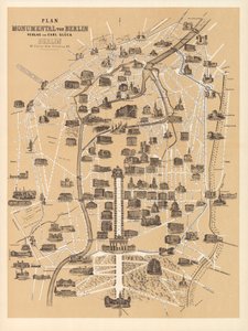 Kort over Berlin, udgivet af Carl Glueck Verlag, Berlin, 1860