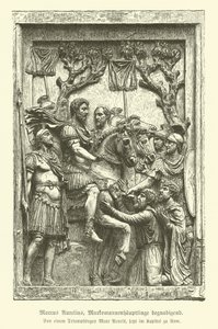 Marcus Aurelius benåder Marcomanniske høvdinge (gravering) af German School