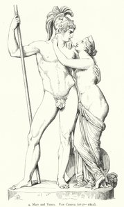 Mars og Venus, marmorskulptur af den italienske neoklassiske billedhugger Antonio Canova (gravering) af German School