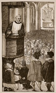 Martin Luther prædiker, ca. 1517 af German School