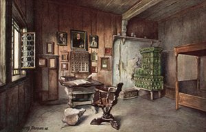 Martin Luthers arbejdsværelse i Wartburg, Eisenach, Tyskland af German School