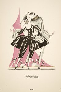 "Masken: designet og tegnet af Offterdinger, fra Styl, pub.1922 (pochoir print) af German School