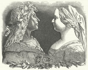 Matthias Corvinus, konge af Ungarn, og hans dronning, Beatrice af Napoli (gravering) af German School