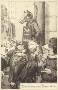 Middelalderlig straf for obskønitet (litho) af German School