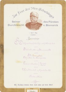 Menu ved prins von Bismarcks 79-års fødselsdag den 1. april 1894 af German School
