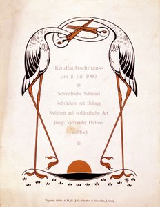 Menu til dåbsmåltid. Tyskland, 8/07/1900. af German School