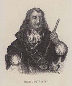 Michiel de Ruyter, hollandsk admiral (litho) af German School