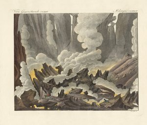 Etna på Sicilien (farvet gravering) af German School