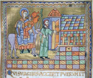 Fru Czart. 1207 IV, fol.6r Flugten til Egypten, fra The Evangeliarium of the Cathedral of Plock, c.1075 af German School