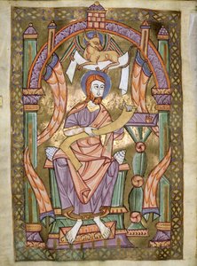 Ms Czart 1207 IV fol CXIXv St. Luke the Evangelist, fra The Evangeliarium of the Cathedral of Plock, ca. 1075 af German School