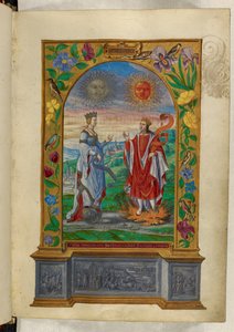 Ms Harley 3469 f.10 Miniature of a King and Queen med ruller, fra 