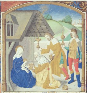 Ms Hunter 36 f.44r Nativity, fra Vita Christi, af Ludolf af Sachsen, c.1300-7778 af German School
