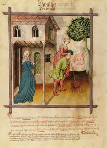 Ms Lat 9333 fol.96v Man opkastning, fra Tacuinum Sanitatis af German School