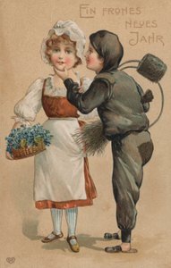 Nytårskort (farvelitografi) af German School